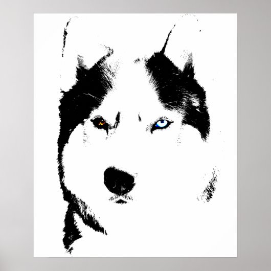 Husky Art Print Sled Dog Art Poster Husky Gifts (Voorkant)