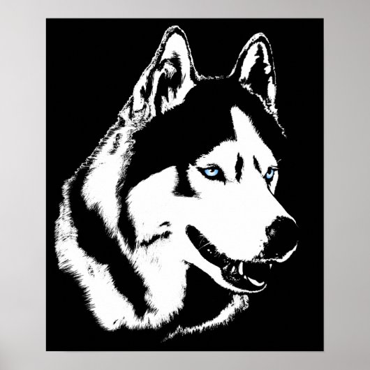 Husky Art Print Sled Dog Art Poster Husky Gifts (Voorkant)