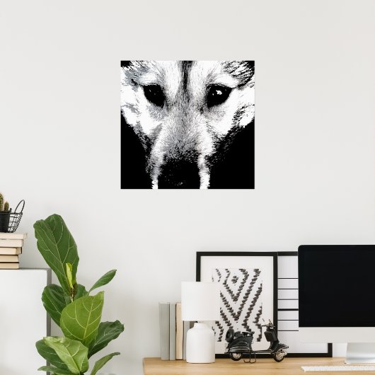 Husky Art Print Sled Dog Art Poster Wolf Pup Gifts (Thuiskantoor)