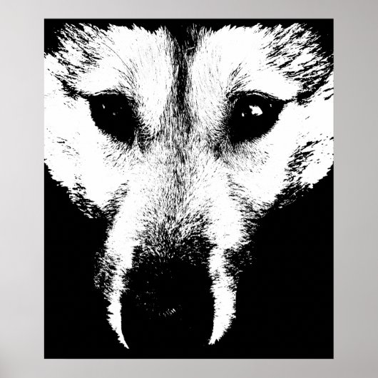 Husky Art Print Sled Dog Art Poster Wolf Pup Gifts (Voorkant)