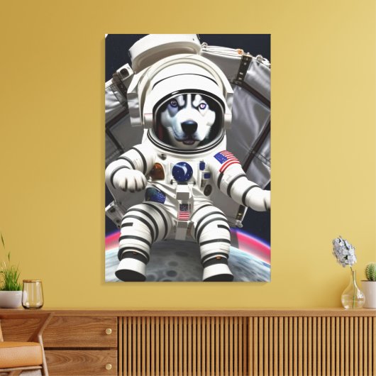 Husky Astronaut Canvas Print (Insitu (Woonkamer))