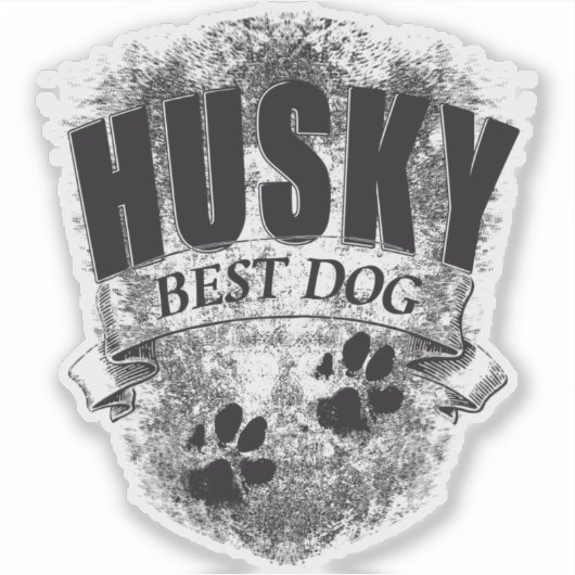 HUSKY BEST DOG Pfotenabdruck vintage Sticker (Voorkant)