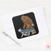 Husky | Bigfoot Dog Walk Siberian Husky Sasquatch Vierkante Sticker (Envelop)