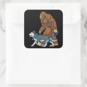 Husky | Bigfoot Dog Walk Siberian Husky Sasquatch Vierkante Sticker (Tas)