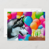 Husky Birthday Briefkaart (Voorkant / Achterkant)