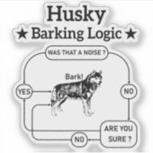 Husky blaffende logica grappige Siberische hond sa Sticker (Voorkant)