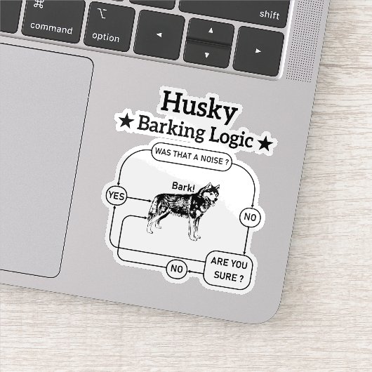 Husky blaffende logica grappige Siberische hond sa Sticker (Detail)