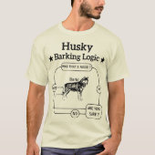Husky blaffende logica grappige Siberische hond sa T-shirt (Voorkant)