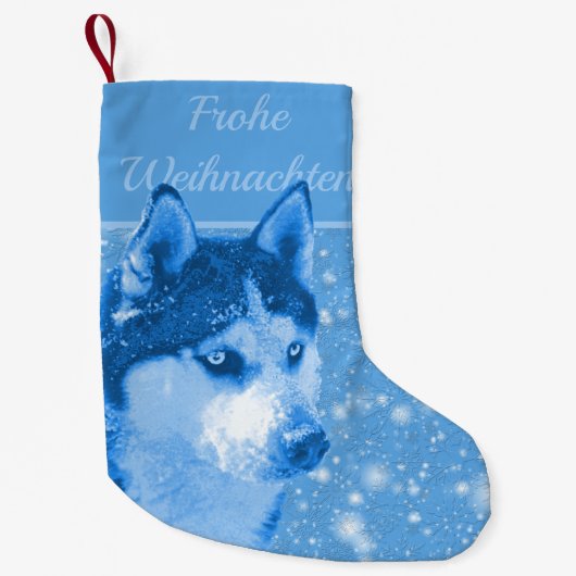 Husky blau Frohe Weihnachten für Daddy Kleine Kerstsok (Voorkant)