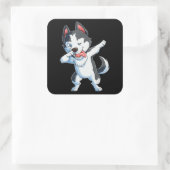 Husky | Bodemafscheiding Siberische Husky Lover Bo Vierkante Sticker (Tas)