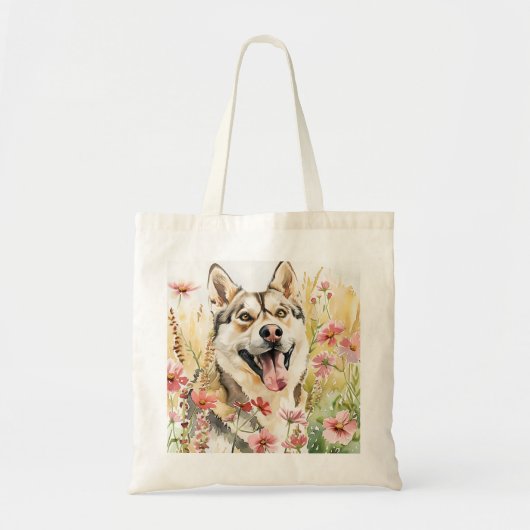 Husky Canvas tas – Waterverf Hondendoek (Voorkant)