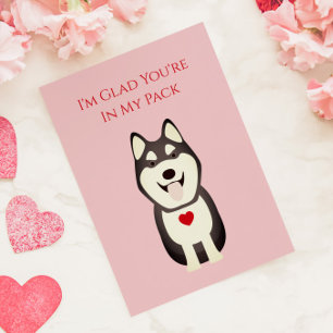 Husky Card, Dog Valentijn, Valentijnsdag Notitiekaartje