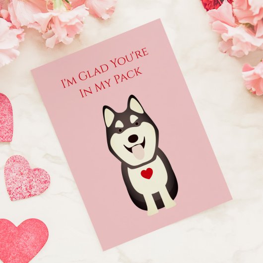 Husky Card, Dog Valentijn, Valentijnsdag Notitiekaartje