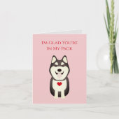 Husky Card, Dog Valentijn, Valentijnsdag Notitiekaartje (Voorkant)