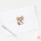 husky cartoon rood en wit vierkante sticker (Envelop)