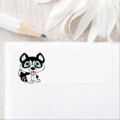 husky cartoon zwart-wit etiket (Insitu)