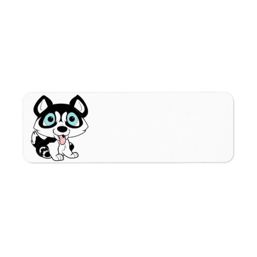husky cartoon zwart-wit etiket (Voorkant)