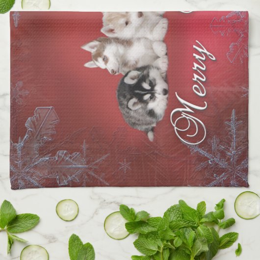 Husky Chistmas Theedoek (Gevouwen)