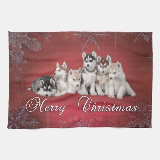 Husky Chistmas Theedoek (Horizontaal)