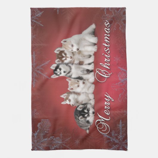 Husky Chistmas Theedoek (Verticaal)