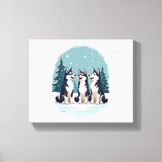 Husky Christmas Choir hond Canvas Afdruk (Voorkant)