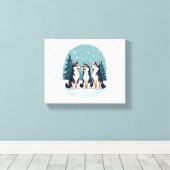 Husky Christmas Choir hond Canvas Afdruk (Insitu (Houten vloer))