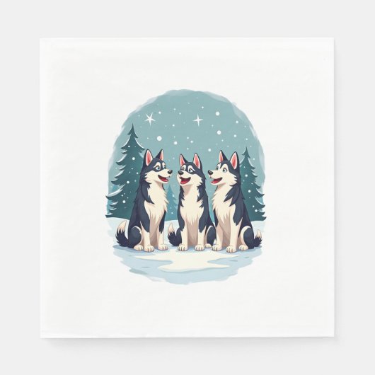 Husky Christmas Choir hond Servet (Voorkant)