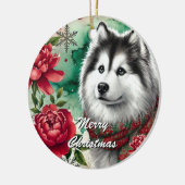 Husky Christmas Dreams Kerstversiering Metalen Ornament (Links)