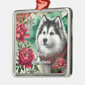 Husky Christmas Dreams Kerstversiering Metalen Ornament (Links)