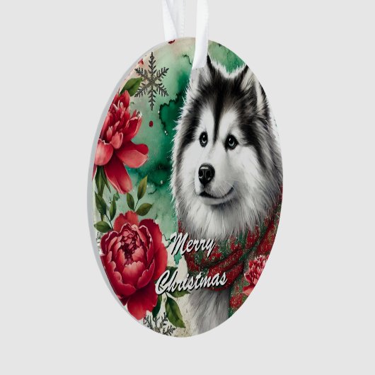 Husky Christmas Dreams Kerstversiering Ornament (voorkant)