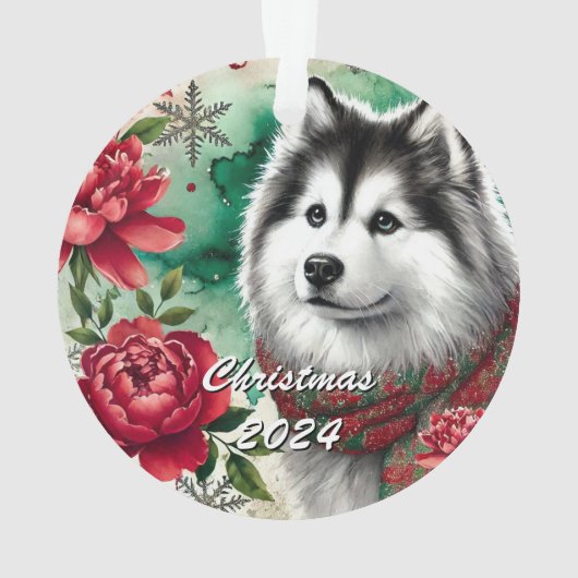 Husky Christmas Dreams Kerstversiering Ornament (achterkant)