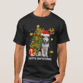 Husky Christmas Lights Tree Santa Xmas Pajama Sibe T-shirt (Voorkant)