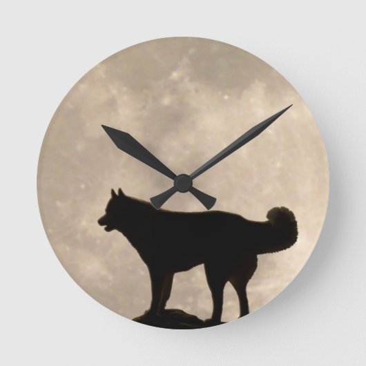 Husky Clock geeft decor Full Moon Wall Clock Ronde Klok (Voorkant)