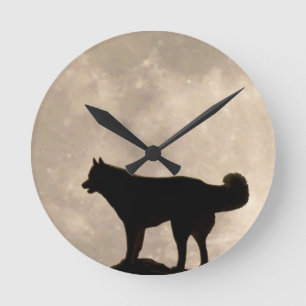 Husky Clock geeft decor Full Moon Wall Clock Ronde Klok