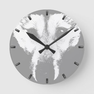 Husky Clock geeft decor Wolf Pup Wall Clock Ronde Klok