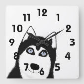 Husky Clock Vierkante Klok (Voorkant)