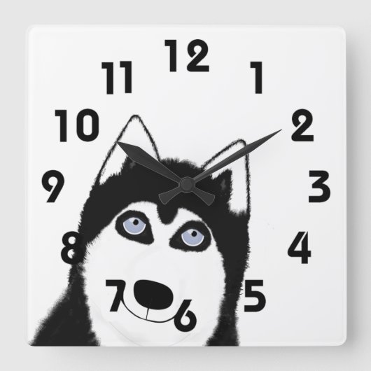 Husky Clock Vierkante Klok (Voorkant)