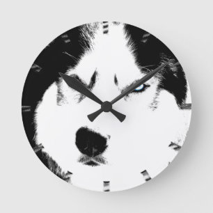 Husky Clock Wolf Husky Sled Dog Wall klok