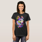husky Colorful Dog Pop Style T-shirt (Voorkant volledig)