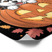 Husky Costume On Pumpkin Halloween Siberian Husky  Poster (Hoek)