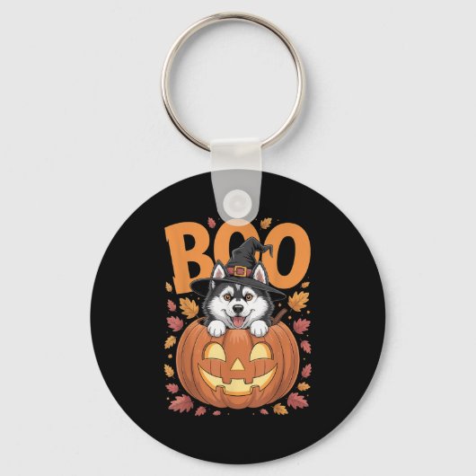 Husky Costume On Pumpkin Halloween Siberian Husky  Sleutelhanger (Voorkant)