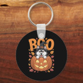 Husky Costume On Pumpkin Halloween Siberian Husky  Sleutelhanger (Voorkant)