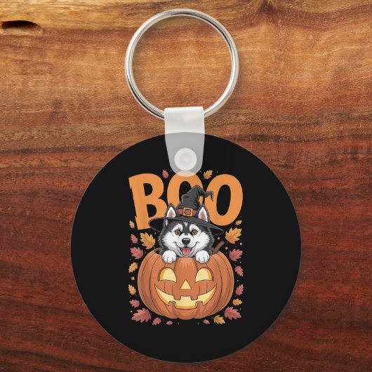 Husky Costume On Pumpkin Halloween Siberian Husky  Sleutelhanger (Voorkant)