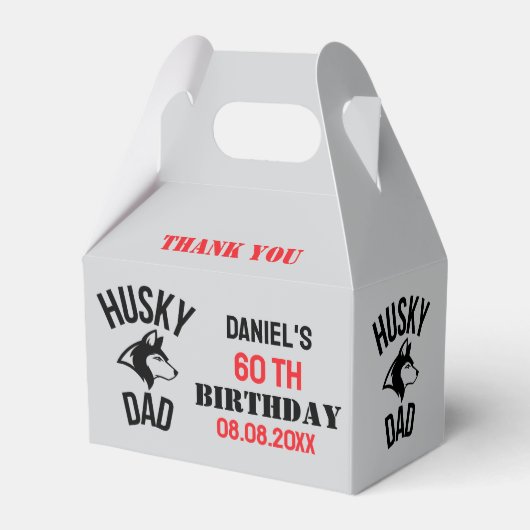 Husky Dad, Dog Dad Verjaardag Bedankdoosjes (Achterkant)