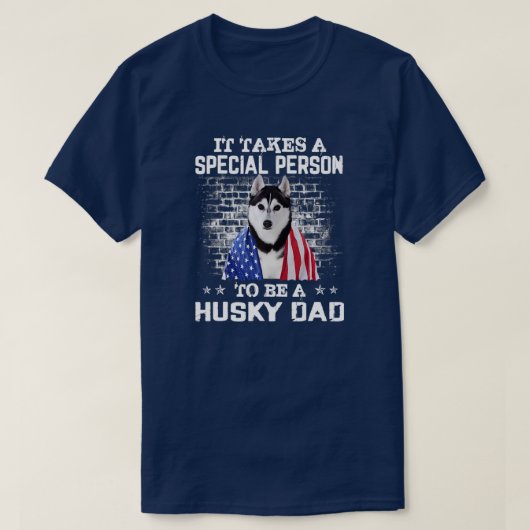 Husky Dad met Proud American Flag Dog Vader's T-shirt (Design voorkant)