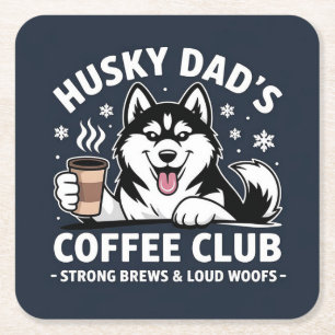 "Husky Dad's Coffee Club" - Hondenliefhebber & Kof Kartonnen Onderzetters