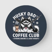 "Husky Dad's Coffee Club" - Hondenliefhebber & Kof Ronde Klok (Voorkant)