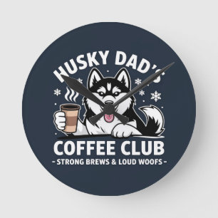 "Husky Dad's Coffee Club" - Hondenliefhebber & Kof Ronde Klok