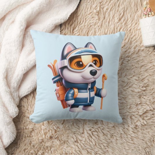 Husky de Avontuurlijke Skiër Kussen (Deken)