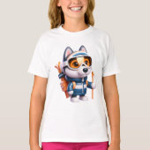 Husky de Avontuurlijke Skiër T-shirt (Voorkant)